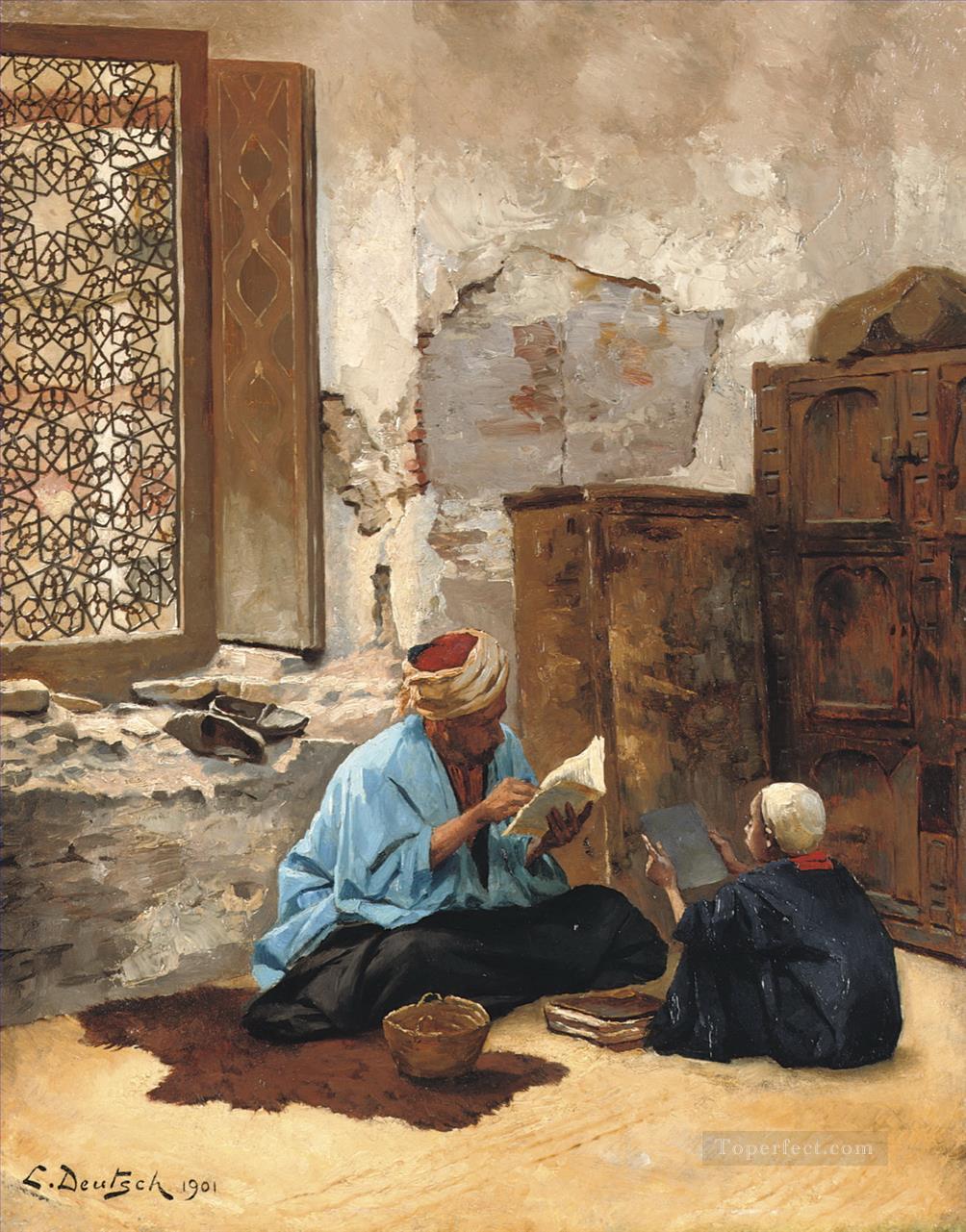 The lesson Ludwig Deutsch Orientalism Araber Oil Paintings